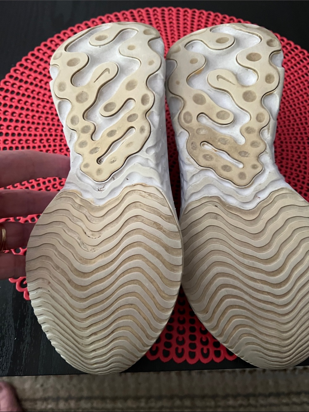 Nike Slip-On Knit Sneakers in Cream and White with Silver Swoosh - Picture 8 of 10